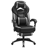 SONGMICS Gaming Stuhl, Bürostuhl mit Fußstütze, Schreibtischstuhl, ergonomisches Design, verstellbare Kopfstütze,...