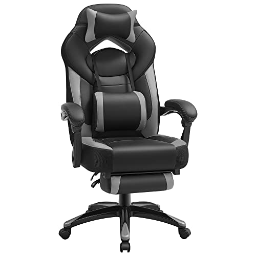 SONGMICS Gaming Stuhl, Bürostuhl mit Fußstütze, Schreibtischstuhl, ergonomisches Design, verstellbare Kopfstütze,...