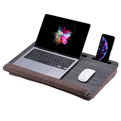 Vigo Wood Laptoptisch - Laptop Unterlage Ständer bis zu 17,3 Zoll - Kissen Tablett für Bequeme Arbeit im Bett oder auf...
