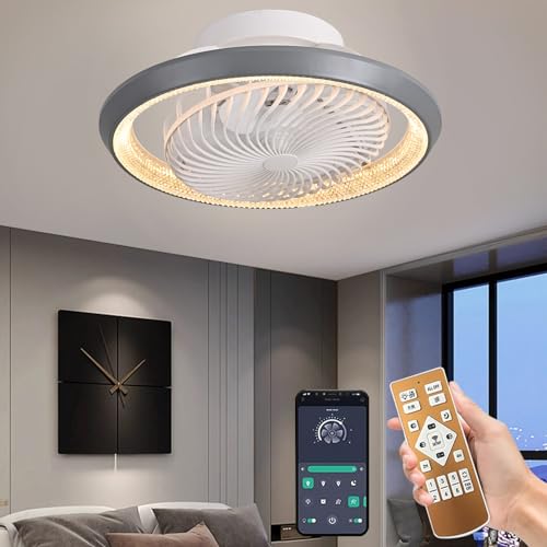 Qiaomao LED Deckenleuchte mit Ventilator, Moderne 360° Drehung Deckenventilatoren mit Beleuchtung, App Fernbedienung,...