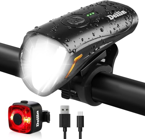 Deilin Upgraded LED Fahrradlicht Set, StVZO Zugelassen Fahrradlampe, Zugelassen USB Aufladbar Fahrradbeleuchtung, IPX5...