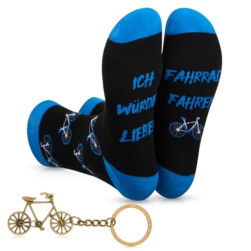 Geyoga Ich Würde Lieber Socken Radfahrer Geschenke Lustige Fahrrad Socken 39-44 Fahrrad Schlüsselanhänger mit...