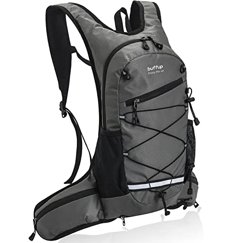 buffup®fahrradrucksack wasserdicht,trinkrucksack Fahrrad,wanderrucksack klein,MTB Rucksack,15L(grau)