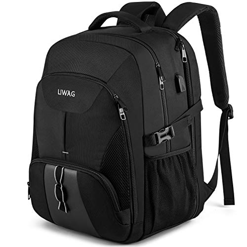 Extra Groß Rucksack Herren 50L Wasserdicht Arbeit Laptop Rucksack für 17 zoll mit USB Ladeanschluss Business Reisen...