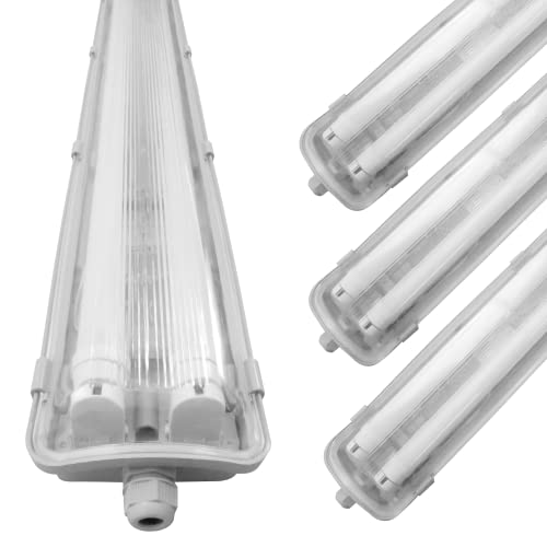 LED-Feuchtraumleuchte 120 cm, Sparset 4 Stück, je 2 LED-Röhren, IP65, 4.000 K, 36 W, 4.320 Lumen