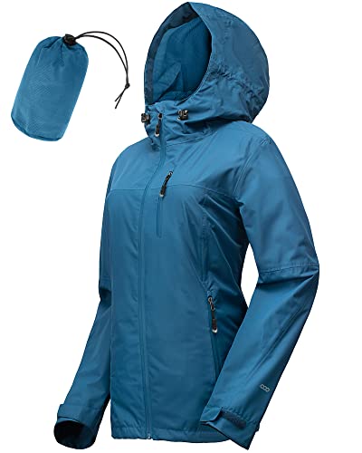 33,000ft Regenjacke Damen Wasserdicht Outdoorjacke Atmungsaktiv Herbst Übergangsjacke Leichte Jacke mit Kapuze...