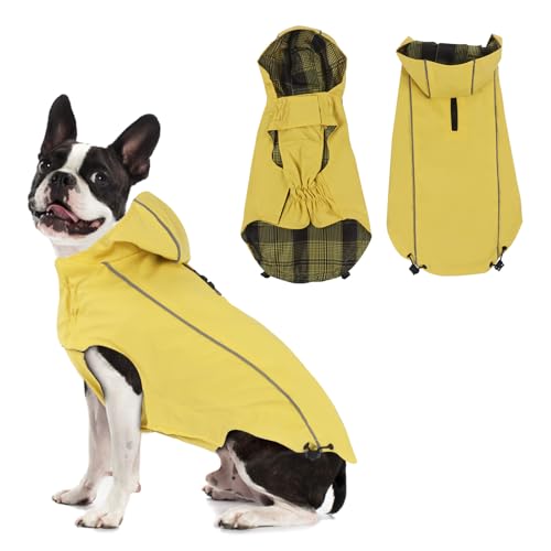 Vejaoo Regenmantel Hund Wasserdicht, Reflektierend Regenjacke mit Kapuze für Hund, Verstellbare Winddicht Regenjacken...