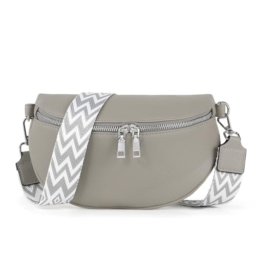 TAN.TOMI Umhängetasche Damen Bauchtasche Damen PU Leder, Crossbody Bag Damen Breiter Gurt, Damen-Umhängetaschen...