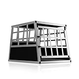 CADOCA® Hundetransportbox Aluminium Hundebox Kofferraum robust verschließbar trapezförmig M 54x70x51cm Reisebox...