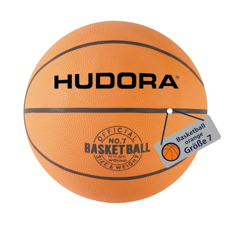 HUDORA Basketball Größe 7 orange, unaufgepumpt - Indoor & Outdoor Gummi-Basketball für Kinder, Jugendliche &...
