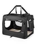 lionto Hundetransportbox faltbar für Reise & Auto, 60x42x44 cm, stabile Transportbox mit Tragegriffen & Decke für...