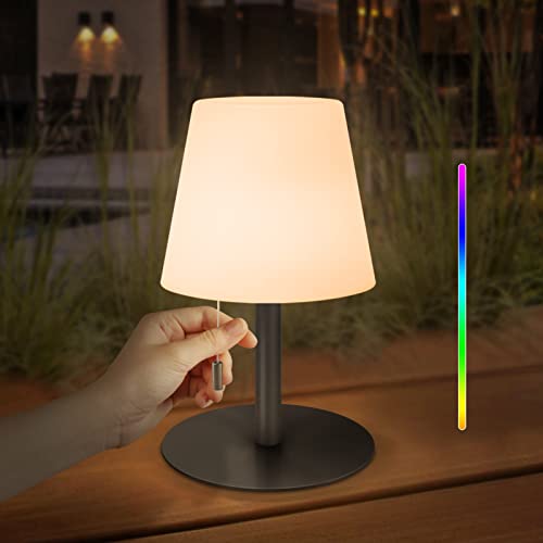 FUYO LED Akku Outdoor Tischlampe mit 8 Farben Dimmbar Kabellos Tischleuchte Tragbare Farbwechsel Nachtlicht Lampe für...
