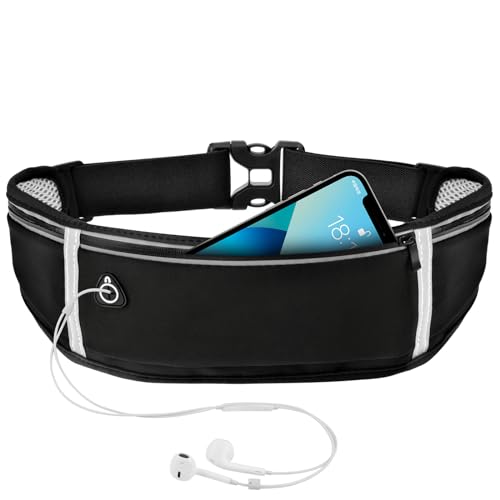 WuGU Laufgürtel, Lauftasche Jogging, Bauchtasche Wasserdicht, Running Belt Mit 3 Taschen, Verstellbare Lauftasche Mit...