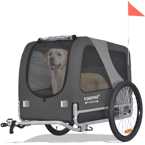 DOGGYHUT® Premium Large Hundefahrradanhänger bis 35 kg Hundeanhänger Fahrradanhänger für Hunde mittelgroße und...