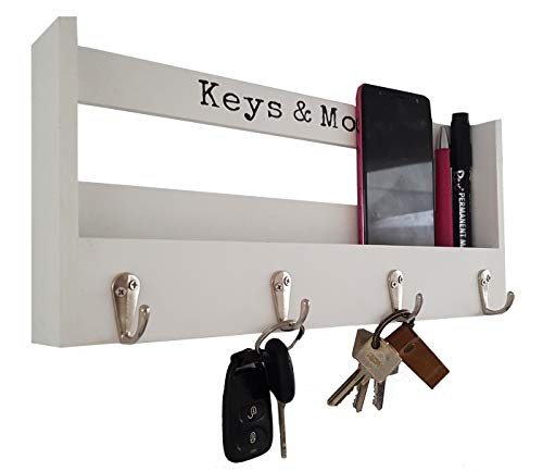 Schlüsselbrett Holz mit Ablage Schlüsselkasten Vintage Schlüsselschrank und 4 Schlüsselhaken für Briefe, Stifte,...