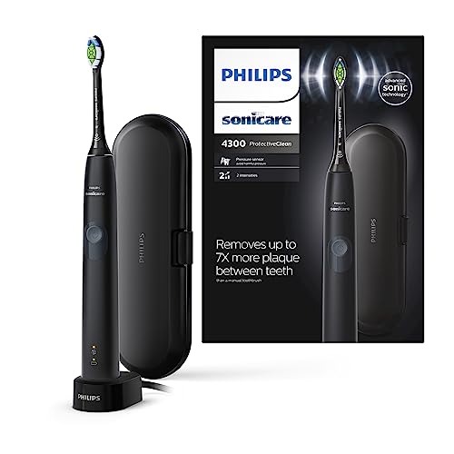 Philips Sonicare ProtectiveClean 4300 elektrische Zahnbürste - Schallzahnbürste mit W2 Optimal White Bürstenkopf,...