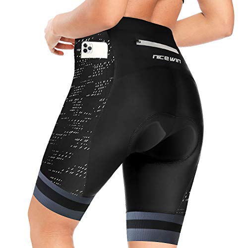 NICEWIN Radlerhose Damen mit Sitzpolster 4D Gepolstert Fahrradhose kurz Sporthose Atmungsaktive Schnell Trocknende...