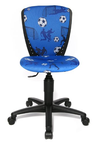 Topstar S'cool 3, Kinderdrehstuhl, Schreibtischstuhl für Kinder, Bezugsstoff blau, Motiv Fußball