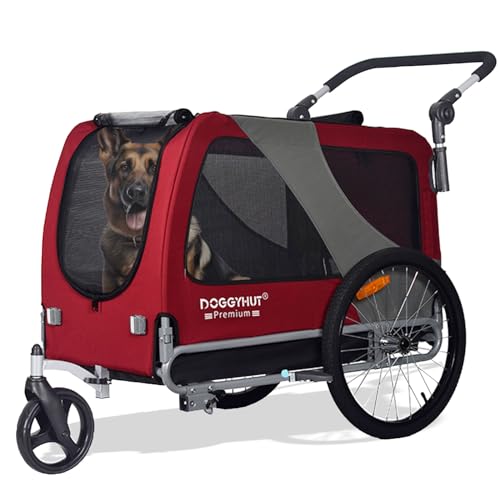 DOGGYHUT® Premium XL 2 in 1 Hundefahrradanhänger & Jogger 23-45 kg Fahrradanhänger für Hunde Hundeanhänger für...