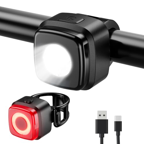 OnMeto Fahrradlicht Set,IPX5 Wasserdicht Frontfahrrad Lampe Rücklicht Fahrrad licht Set,USB Typ-C Wiederaufladbares...