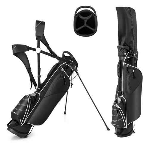 LIFEZEAL Golftasche, Tragbare Golfschlägertasche mit 4-fachen Trennwänden, Golf Stand Bag mit Verstellbarer...