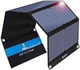 BigBlue 28W Tragbar Solar Ladegerät 2-Port USB(5V/4A insgesamt), IPX4, Solarpanel mit Digital Amperemeter und...