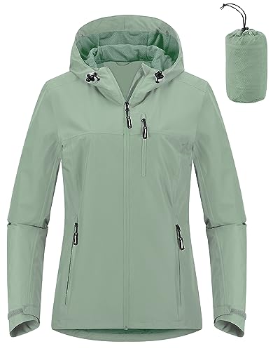 Outdoor Ventures Damen Regenjacke 10000MM Wasserdicht Leichte Gefüttert Packbar Sportjacke Funktionsjacke Atmungsaktiv...