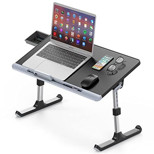 NEARPOW Laptop Bett Tisch PVC Leder Laptop Schreibtisch mit Schublade und Silikonstopfen Verstellbarer Faltbarer Für...
