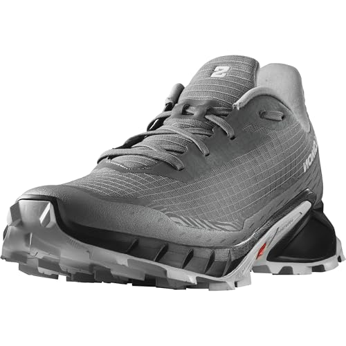 Salomon Alphacross 5 Herren Trail-Laufschuhe, Outdoor-bereit, Anhaltender Komfort, Vielseitige Performance, Pewter, 42