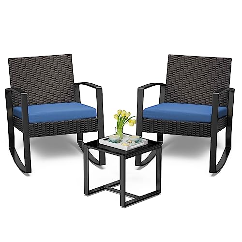 Bealife Rattan Balkonmöbel Set Balkon 2 Personen, Balkonmöbel Kleiner Balkon Outdoor, Balkonset 3 Teilig für...