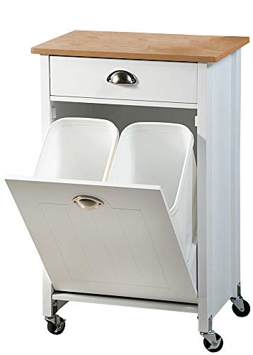 Kesper Küchenwagen mit Trash Trennung System, 50 x 37 x 79 cm, Holz, Weiß