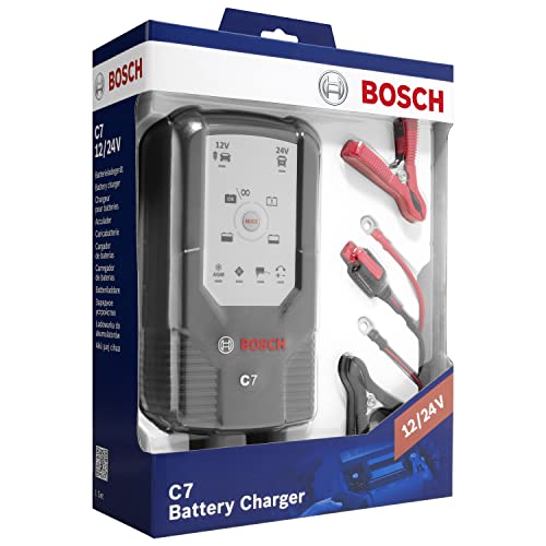 Bosch C7 - intelligentes und automatisches Batterieladegerät - 12V-24V / 7A - für Blei-Säure, GEL, Start/Stopp EFB,...