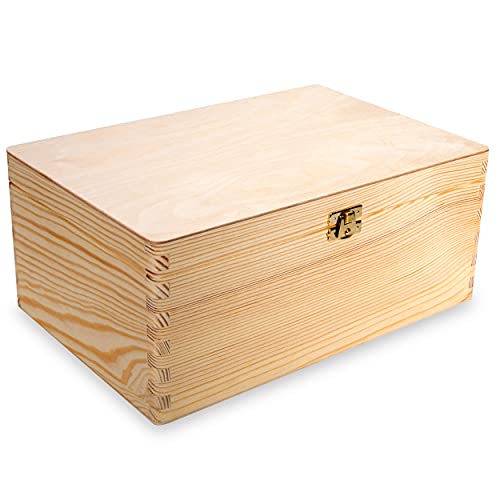 Holzbox mit Deckel Holzkiste Aufbewahrungsbox Deko 30 x 20 x 13,5 cm Holz-Kiste Naturholz Box Erinnerungsbox | Bastel- &...