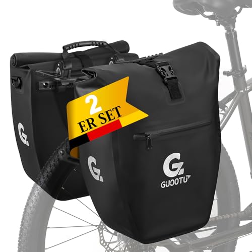 GUOOTU 2 Er Set Fahrradtasche für Gepäckträger 48L,aus Tarpaulin Hinten Gepäckträgertasche mit Reflektoren, mit...