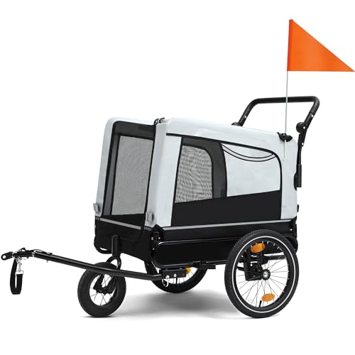 YITAHOME 2-in-1 Hundeanhänger mit 360° Drehbarem und Abnehmbarem Vorderrad, Hundekinderwagen aus 600D Oxford-Leinwand,...