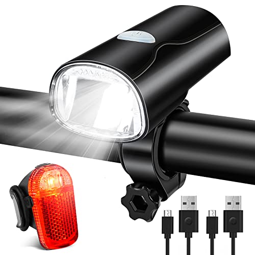 LED Fahrradlicht Set, Fahrradlampe Fahrradbeleuchtung STVZO Zugelassen Wasserdicht USB-Aufladung Fahrrad Licht Bike...