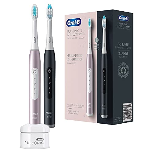 Oral-B Pulsonic Slim Luxe 4900 Elektrische Schallzahnbürste/Electric Toothbrush, Doppelpack 2 Aufsteckbürsten, 3...