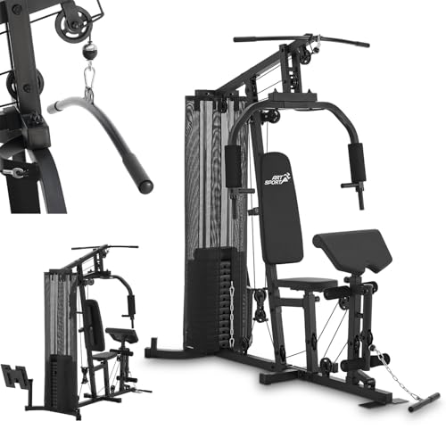 ArtSport Kraftstation ProfiGym 3000 mit 14 Gewichten, 77 kg - Bizeps, Lattzug, Butterfly, Brust- & Beinpresse -...