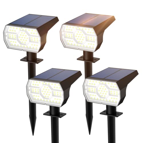 LKXDOV Solarstrahler Außen Solarlampen, 56 LED Strahler Solar Gartenleuchten, Solarleuchten Garten IP67 Wasserdicht 3...