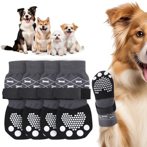 PICK FOR LIFE Doppelseitige Anti-Rutsch-Hundesocken, Hunde pfotenschutz mit verstellbaren Klettverschlüssen,...