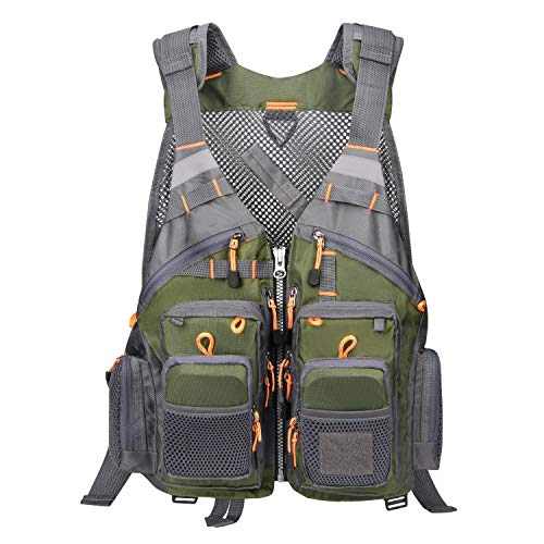 Gonex Angel Weste Herren verstellbare Arbeitsweste mit Mehreren Taschen für Angeln Fliegenfischen Outdoor Airsoft Jagd...