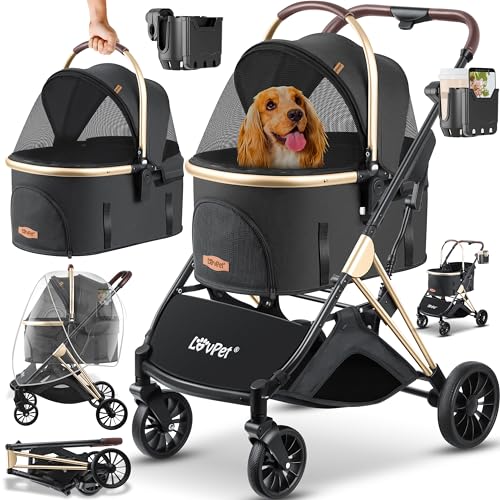 LOVPET® Hundewagen 3in1 Hundebuggy Hundebox Transporttasche 360° Große Räder Faltbar klappbar Haustiere Buggy...