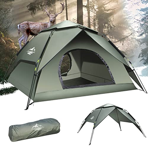 Camping Zelt Automatisches Sofortzelt 2-3 Personen Pop Up, Doppelschicht Wasserdicht & Winddichte Ultraleichte...