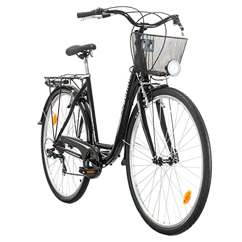 Multibrand Probike 28 Zoll City Fahrrad Shimano 7 Gang, Korb, Fahrrad-Licht, Damen, Herren geeignet ab 170-185 cm...