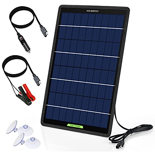 ECO-WORTHY 12 Volt 10 Watt Solar Autobatterie Ladegerät, Solarmodul Erhaltungsladung, tragbares Solarpanel...