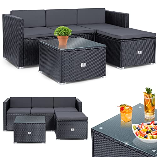 KESSER® Polyrattan Lounge Aruba - Gartenlounge für 3-4 Personen Gartenmöbel-Set Sitzgruppe aus 3er Gartensofa,...