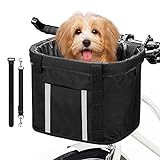 ANZOME Hunde Fahrradkorb, Hundekorb Fahrrad vorne, Abnehmbare Hundetasche für Kleiner Hund-Haustier-Einkaufen-Picknick,...