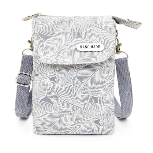 fanshu umhängetasche für handy und geldbörse Segeltuch schultertasche für handy damen Retro Phone Tasche crossbody...