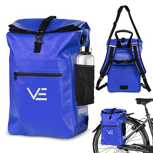 VELOJA Fahrradtasche mit Rucksackfunktion – wasserdicht – wasserfest – 3-in-1-Fahrradtasche für Gepäckträger...
