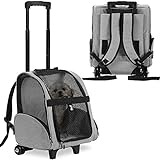 KOPEKS Deluxe-Rucksack/Reisetasche für Haustiere mit Doppelrollen, Large, grau